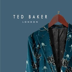 Floral Velour Teal Blazer by Ted Baker